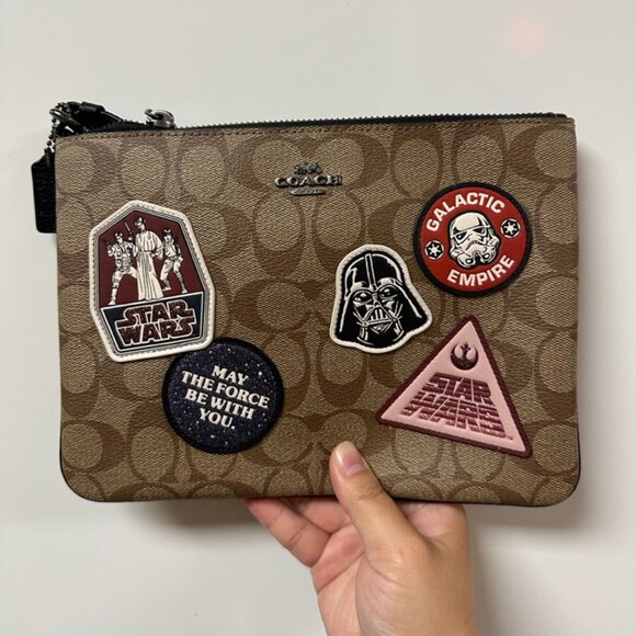 NWT!RARE!Coach x Star Wars Gallery Pouch In Signature Canvas With Patches F88545 - Picture 3 of 11